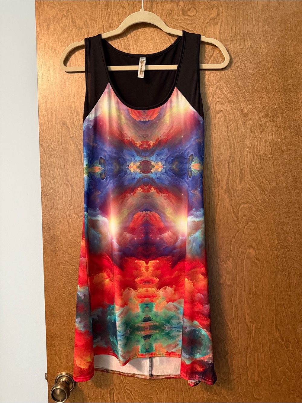 Artistic Eye-catching Multicolor Print A-Line Tank Dress